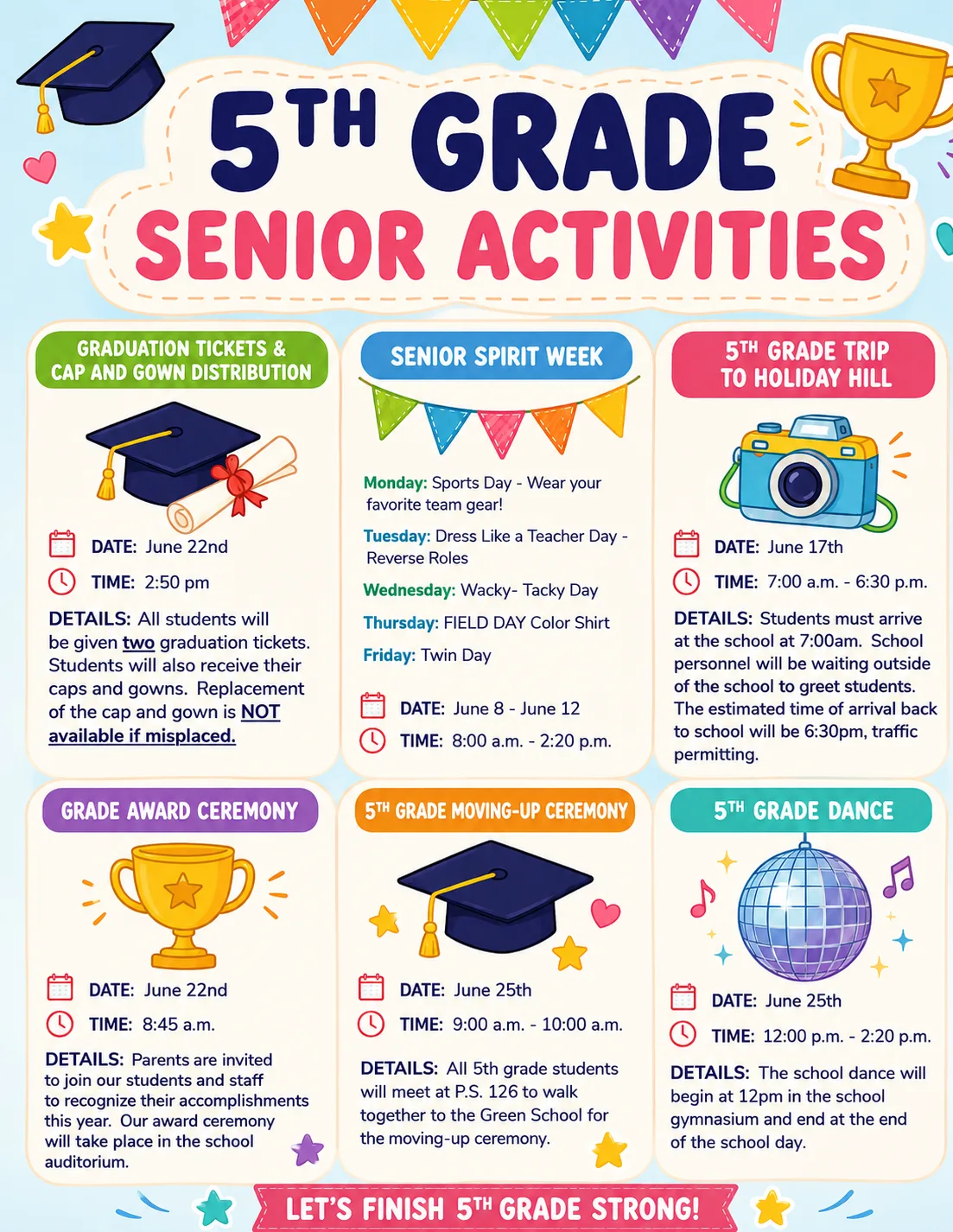 5th Grade Activities — flyer